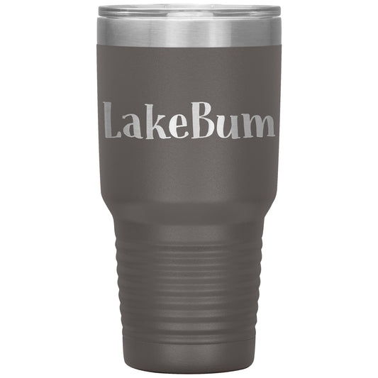 Lake Bum Funny Drink Tumbler - Insulated Cup with Lid