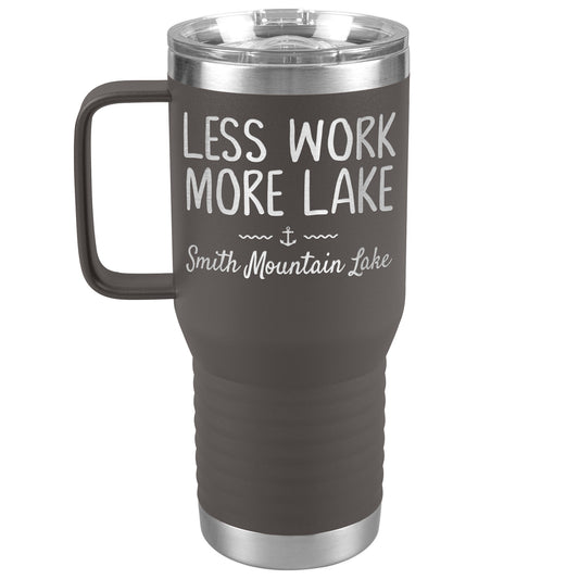 Less Work More Lake Smith Mountain Lake - Laser Etched Drink Tumbler