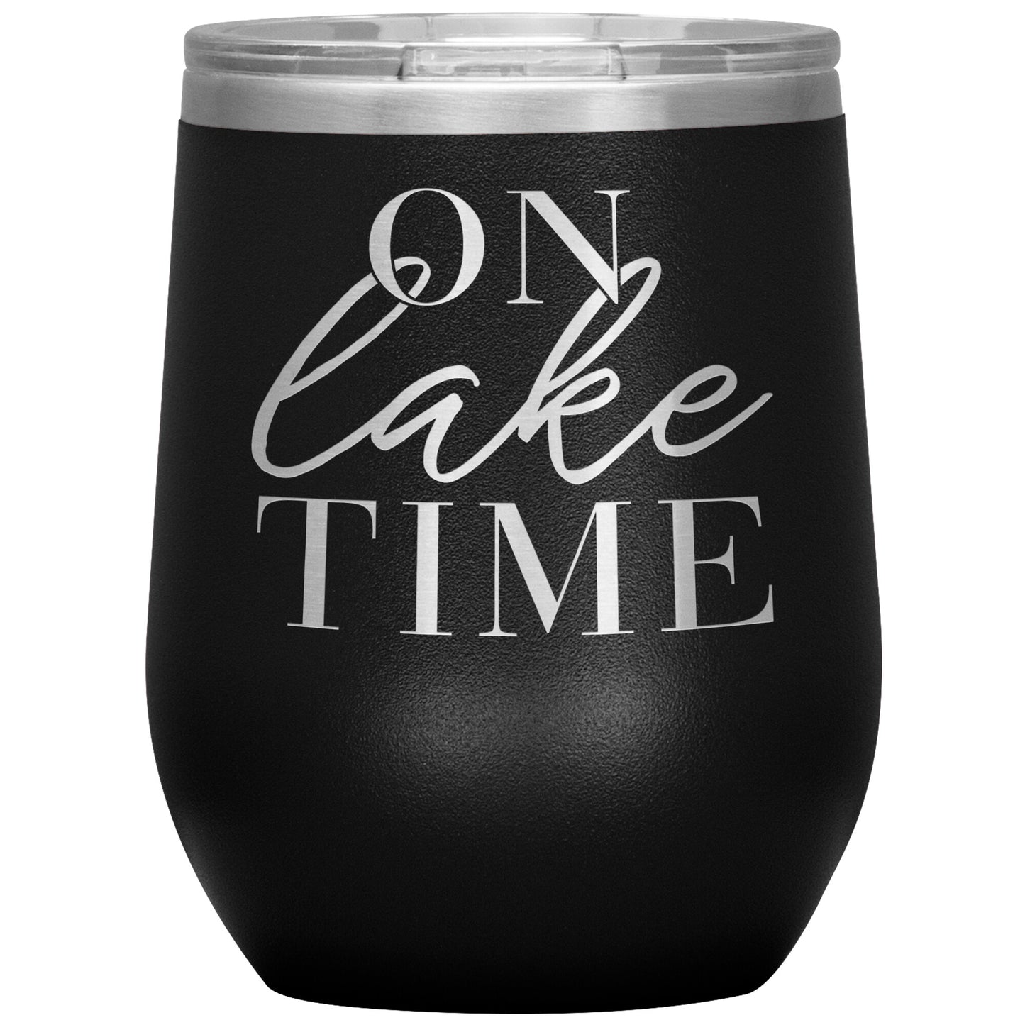 On Lake Time 12oz Wine Tumbler - Stemless Cup With Lid