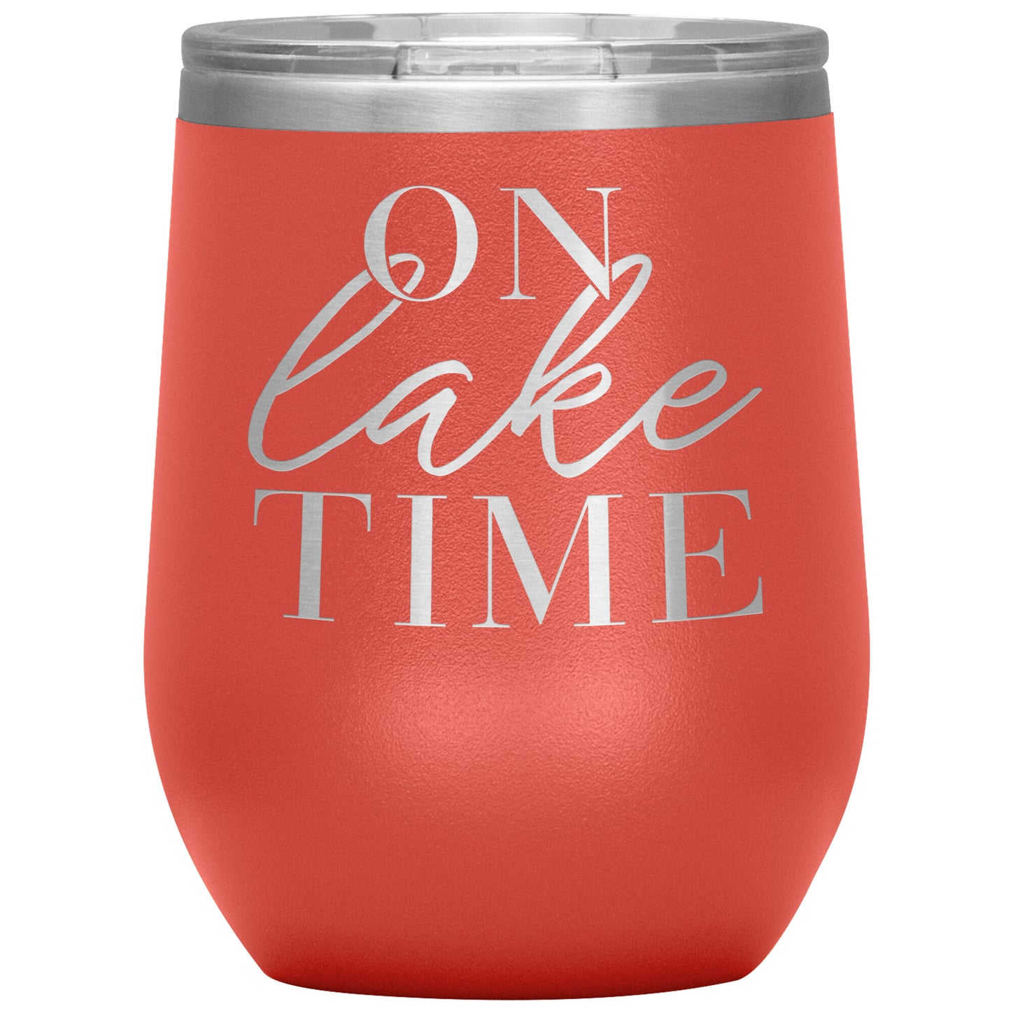 On Lake Time 12oz Wine Tumbler - Stemless Cup With Lid