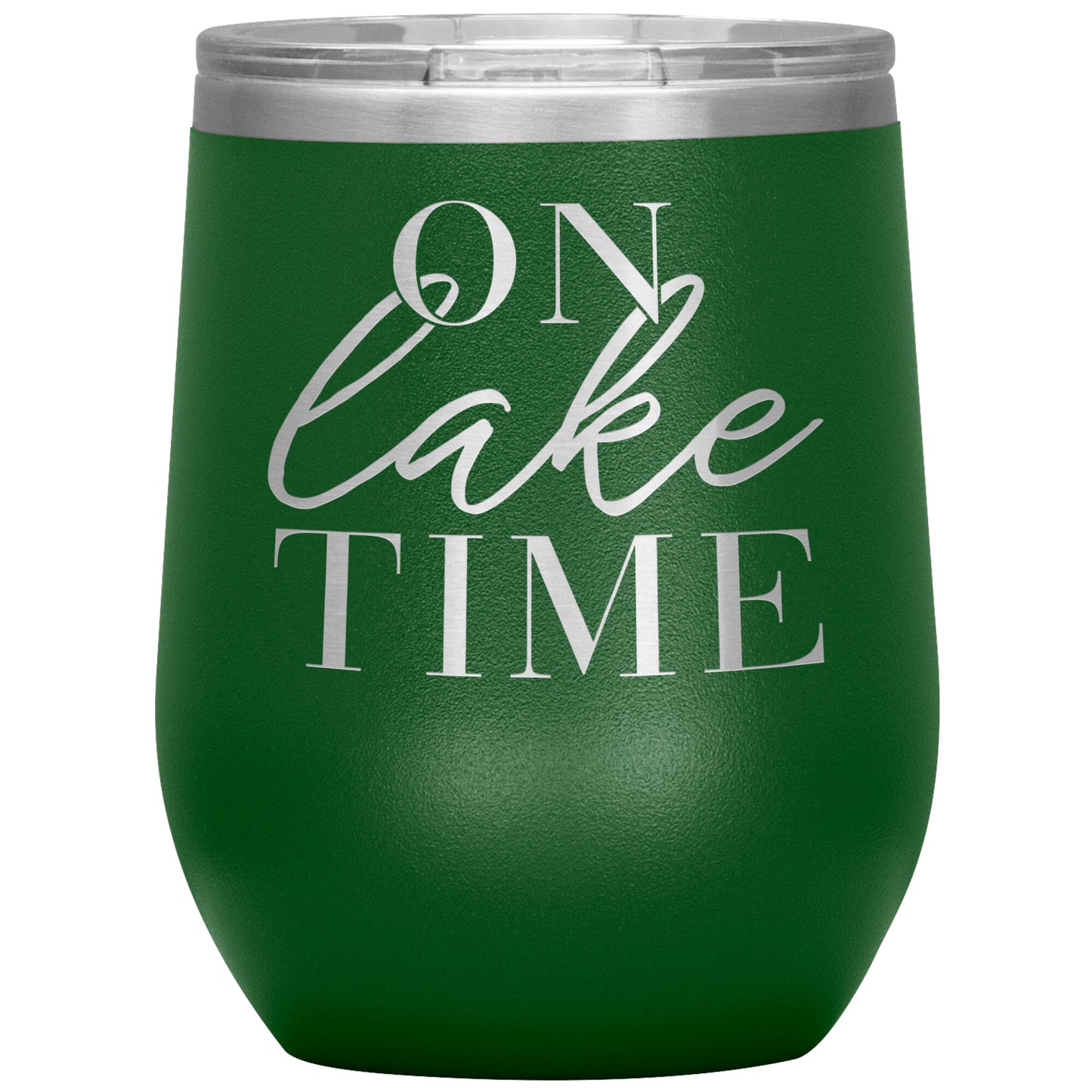 On Lake Time 12oz Wine Tumbler - Stemless Cup With Lid