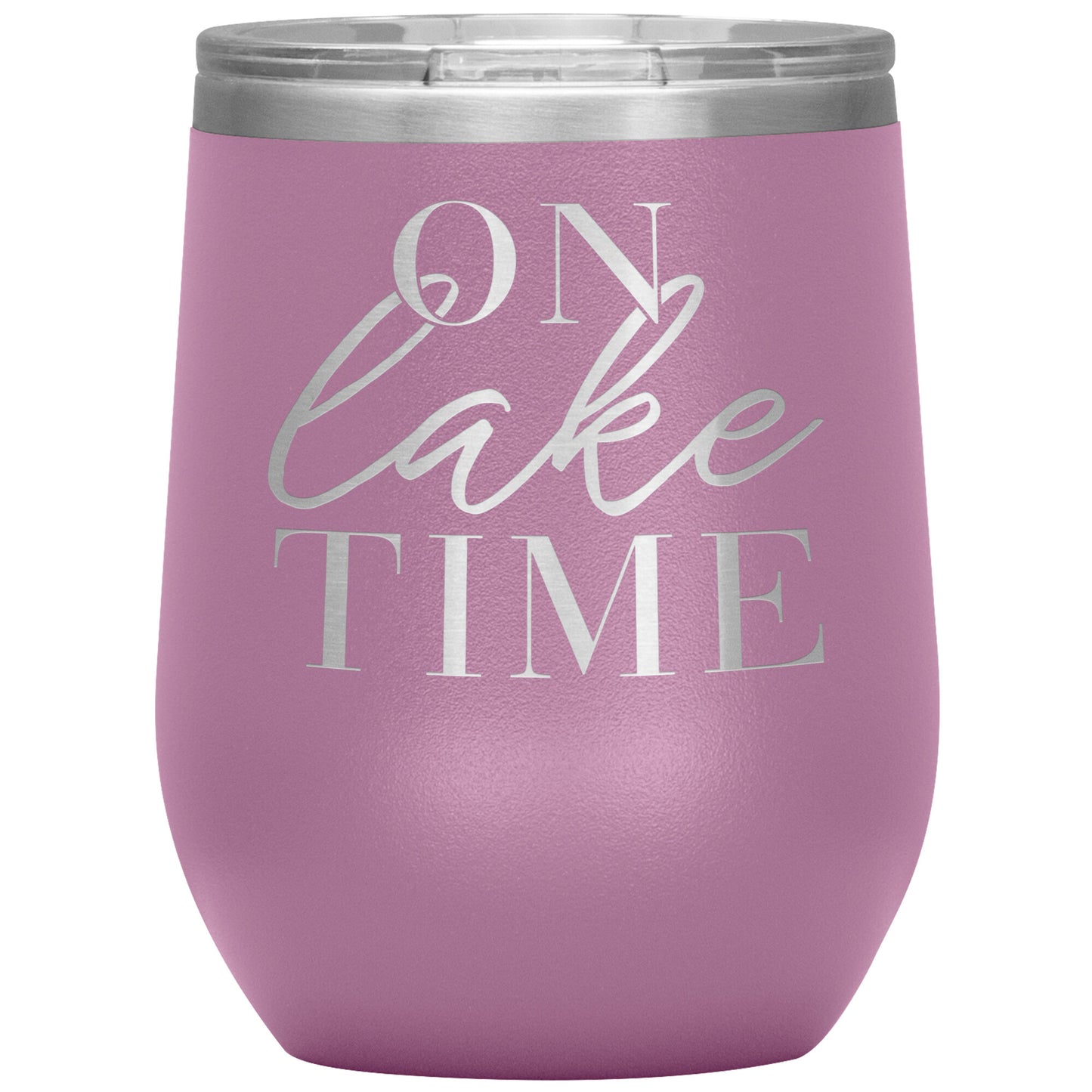 On Lake Time 12oz Wine Tumbler - Stemless Cup With Lid
