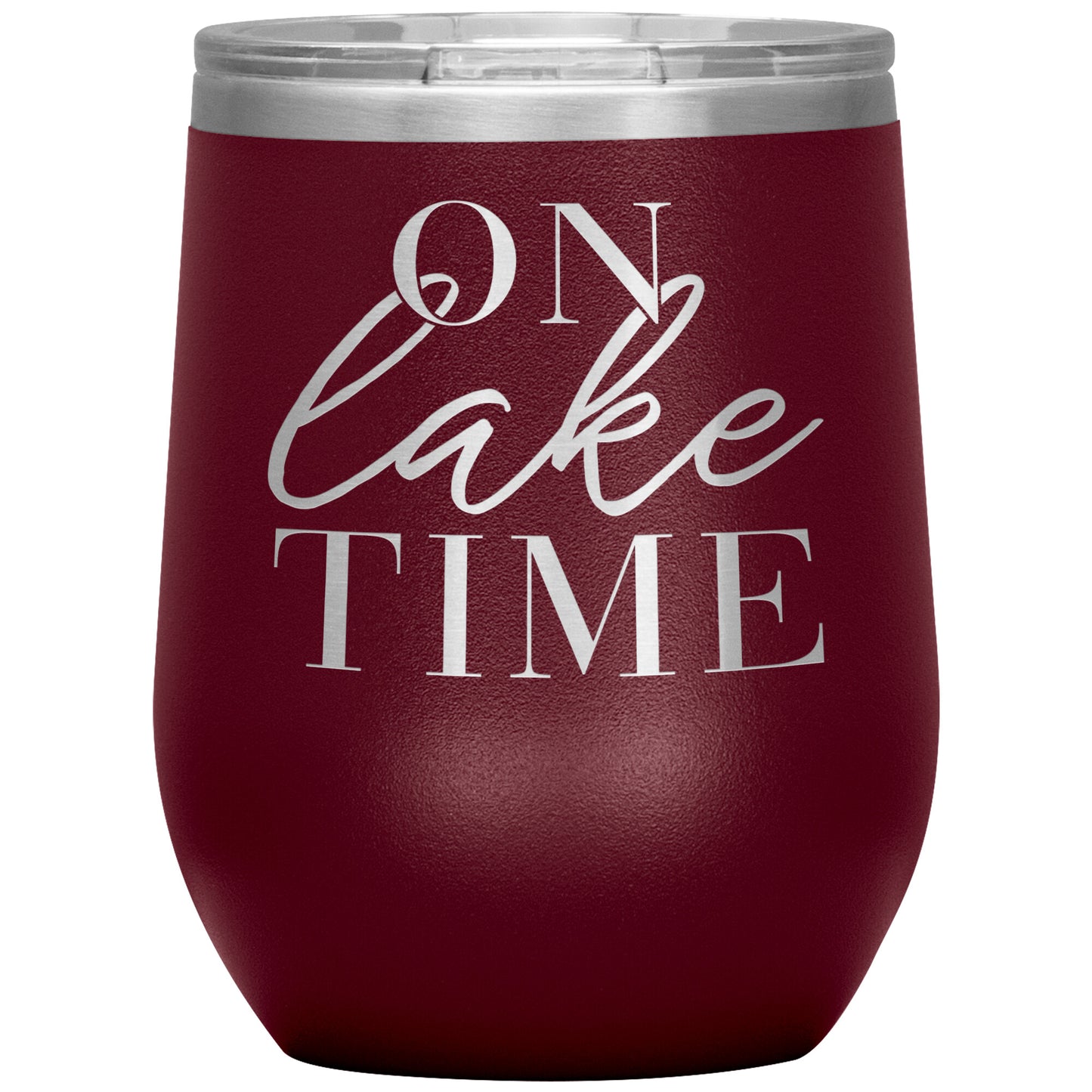 On Lake Time 12oz Wine Tumbler - Stemless Cup With Lid
