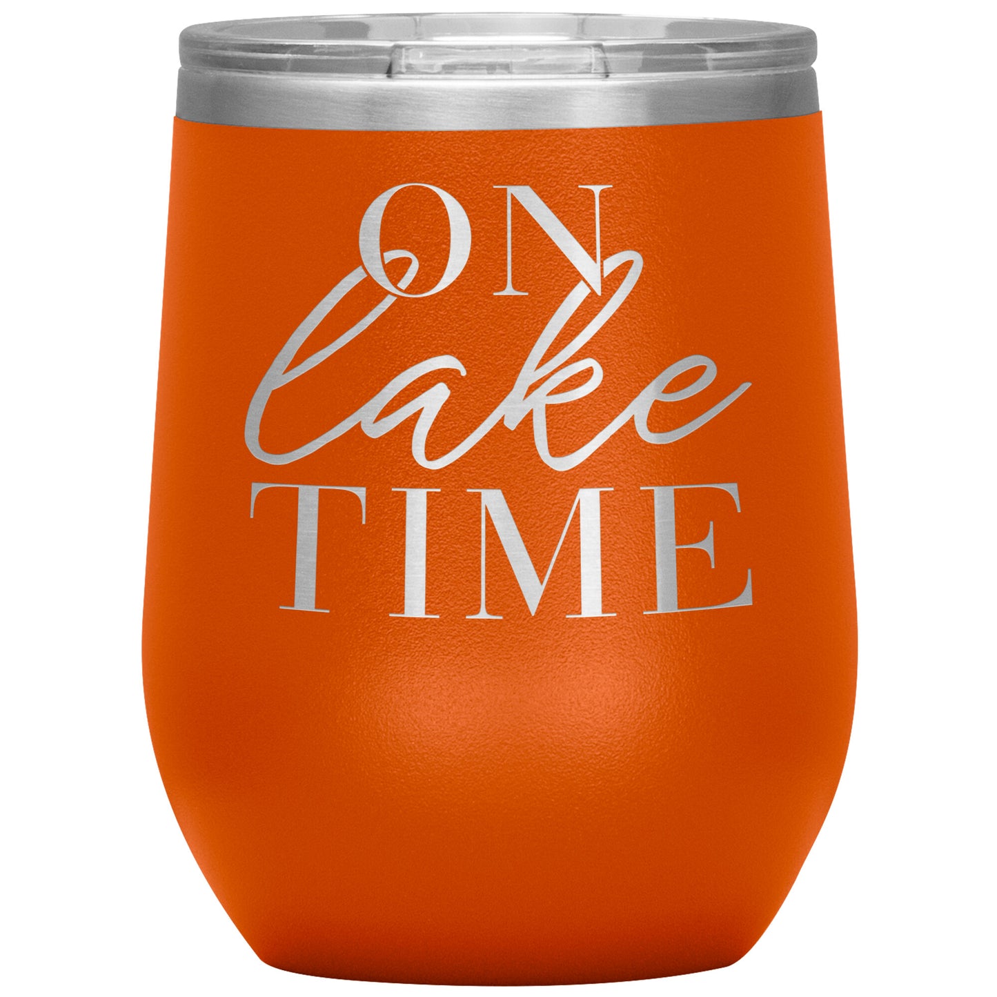 On Lake Time 12oz Wine Tumbler - Stemless Cup With Lid