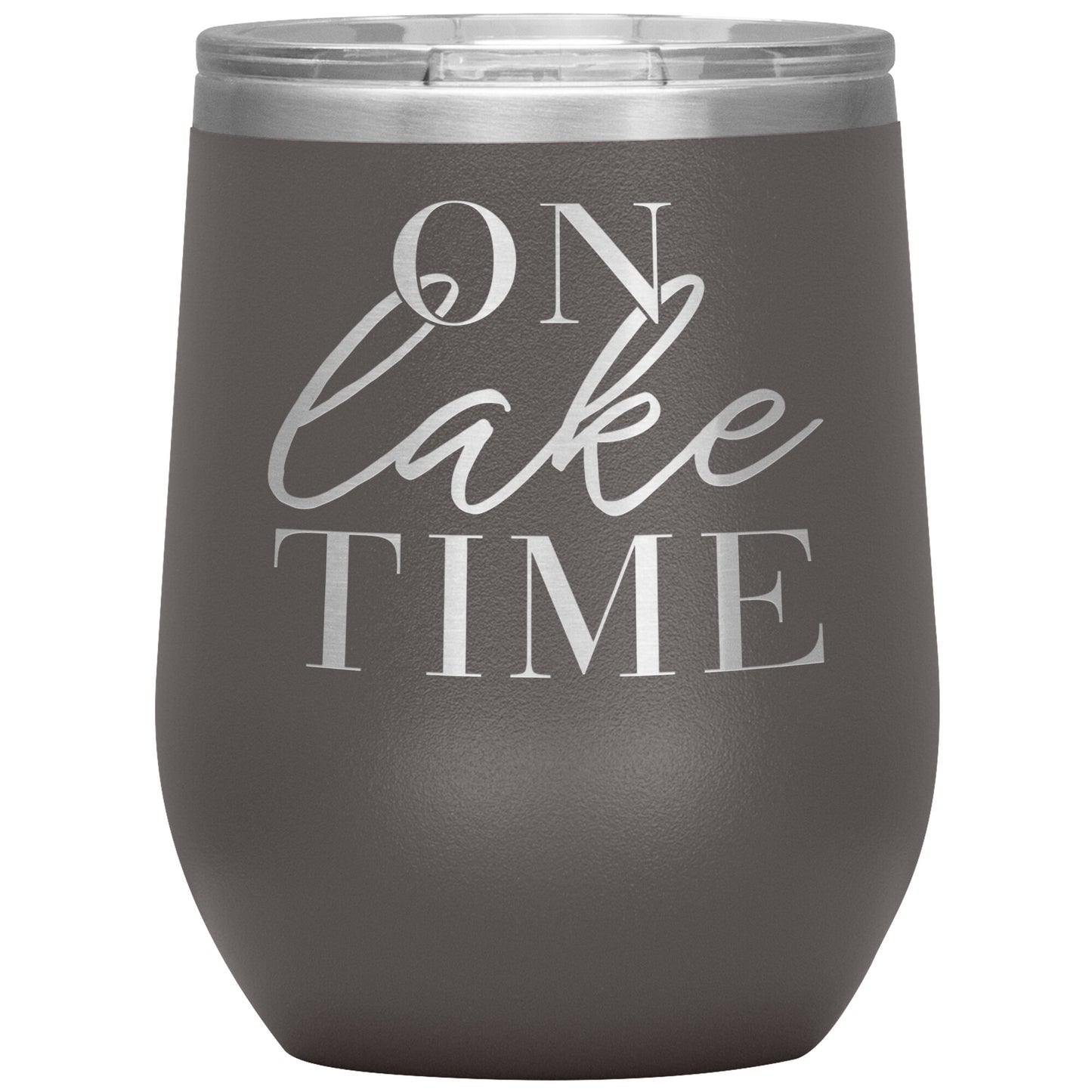 On Lake Time 12oz Wine Tumbler - Stemless Cup With Lid