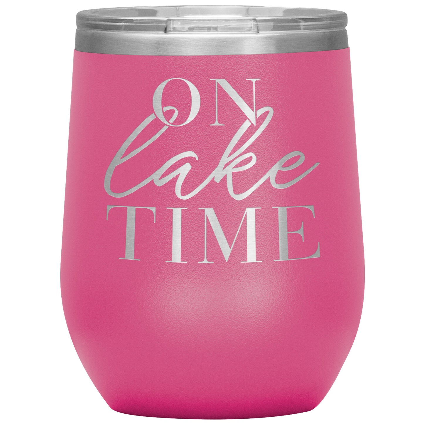 On Lake Time 12oz Wine Tumbler - Stemless Cup With Lid