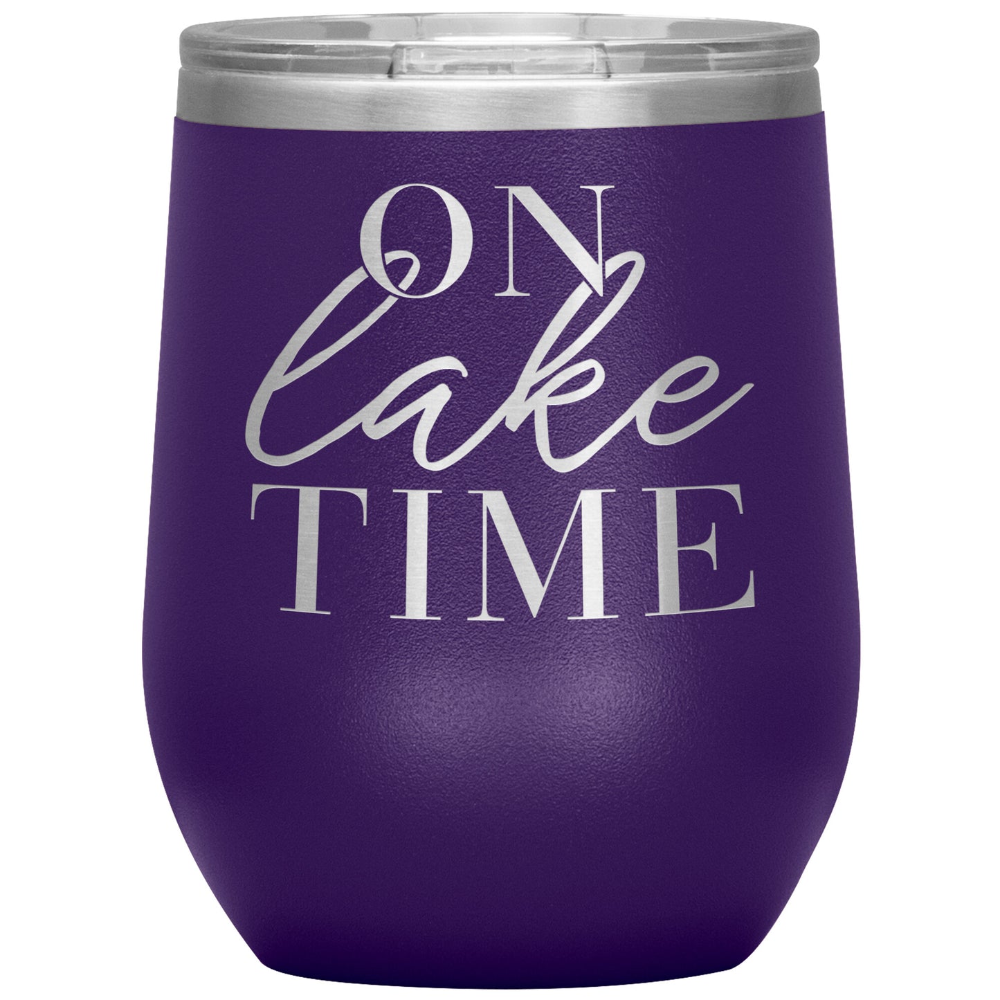 On Lake Time 12oz Wine Tumbler - Stemless Cup With Lid