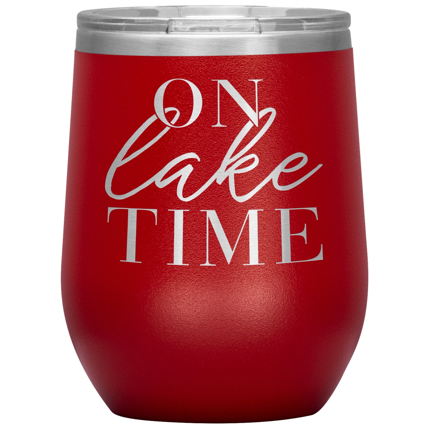 On Lake Time 12oz Wine Tumbler - Stemless Cup With Lid