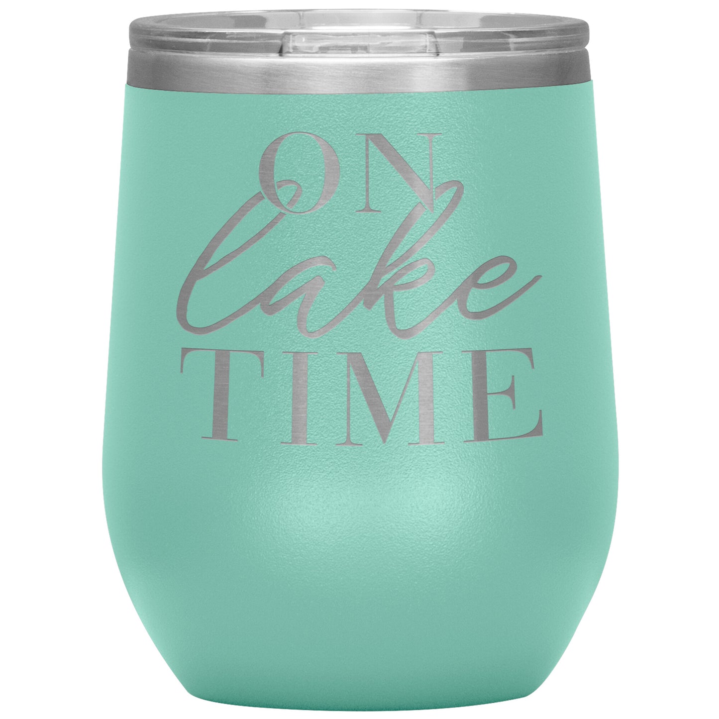 On Lake Time 12oz Wine Tumbler - Stemless Cup With Lid