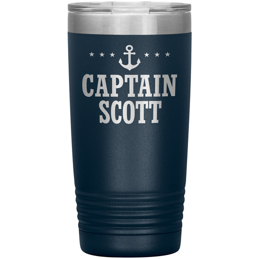 Personalized Boat Captain Drink Tumbler - Custom Lake Gift