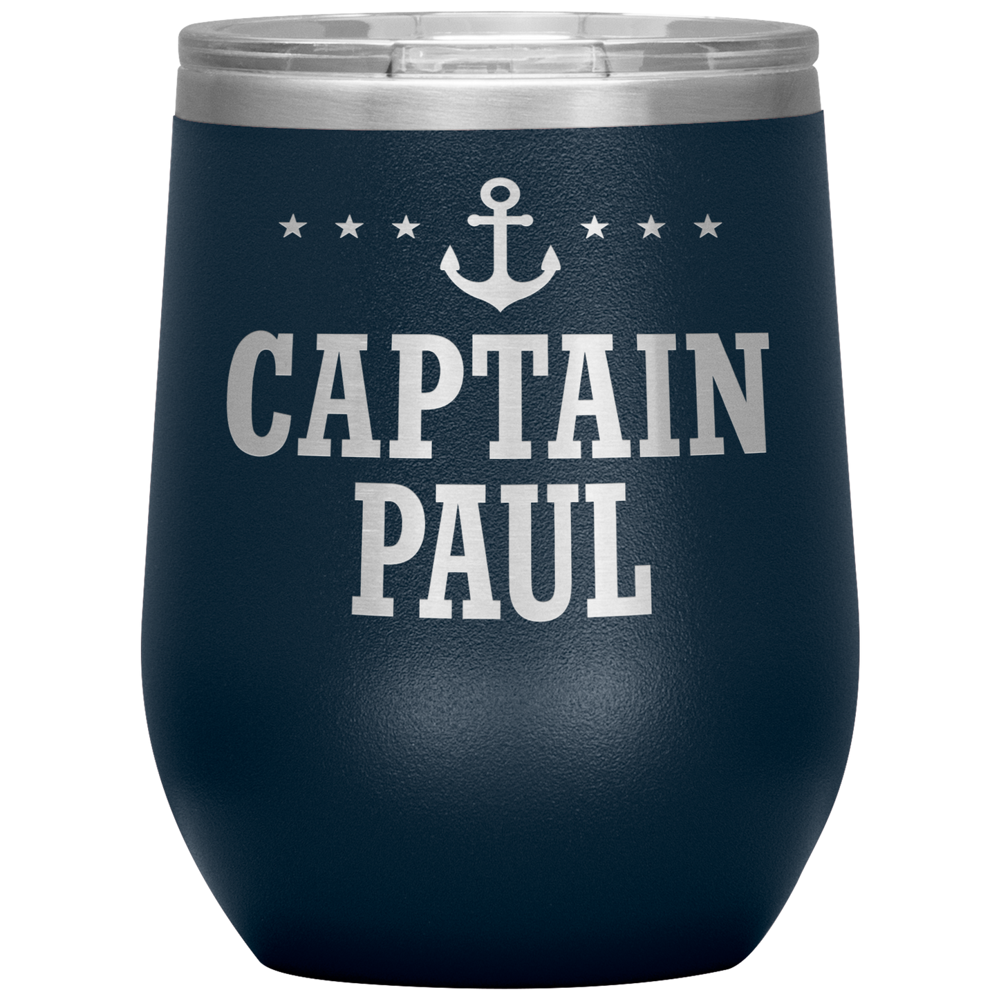 Personalized Boat Captain 12oz Wine Tumbler - Stemless Cup