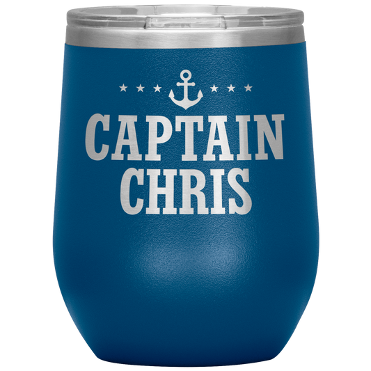 Personalized Boat Captain 12oz Wine Tumbler - Stemless Cup