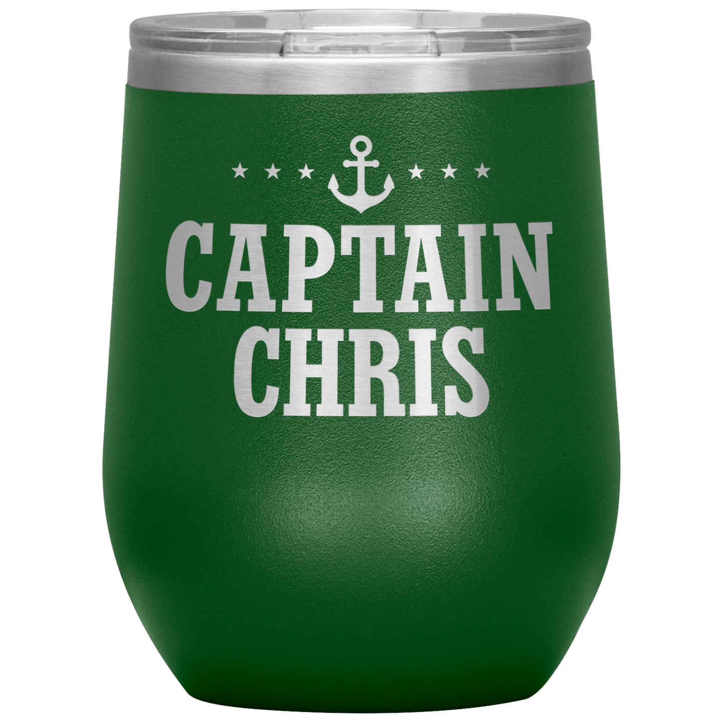 Personalized Boat Captain 12oz Wine Tumbler - Stemless Cup
