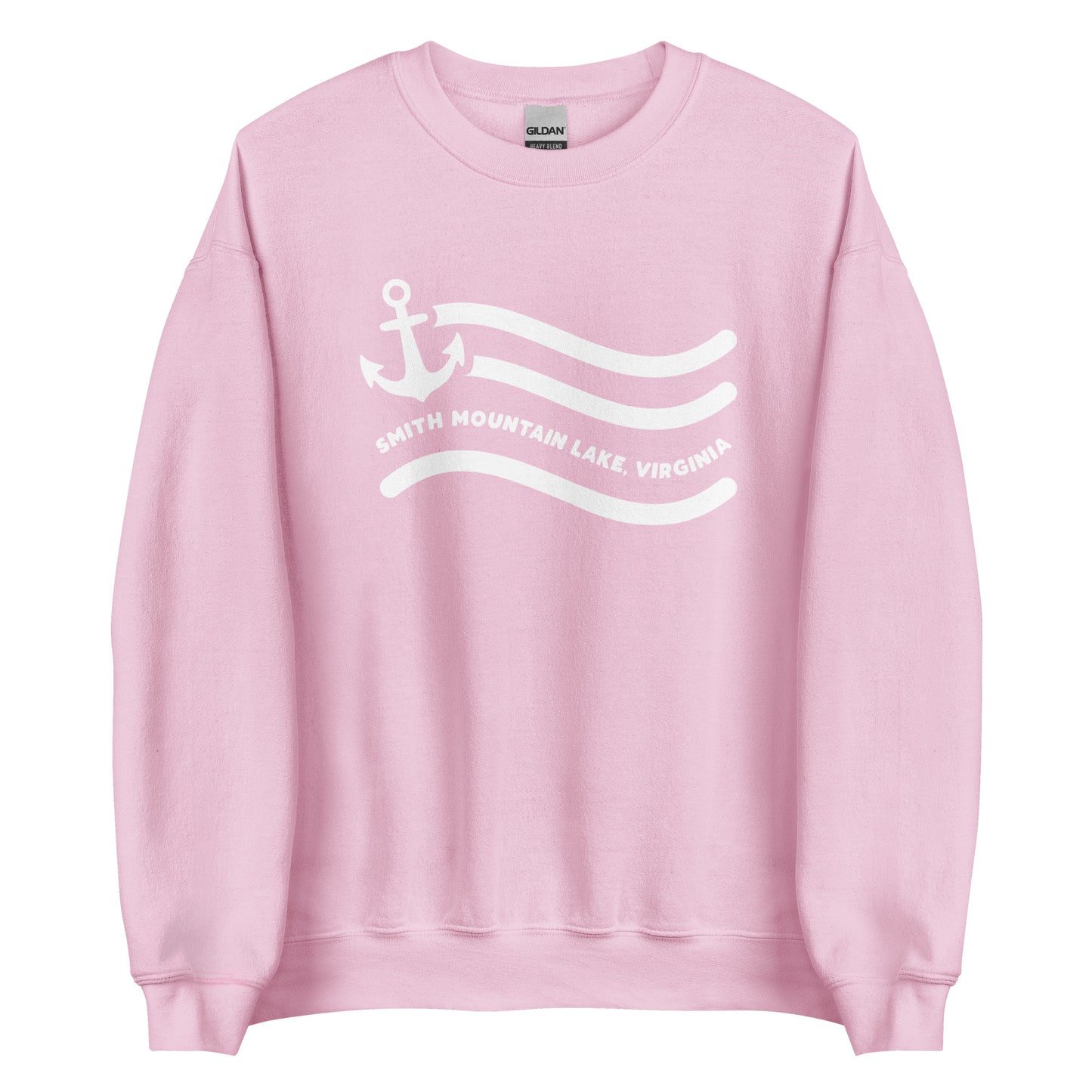 Smith Mountain Lake Virginia Anchor + Waves Unisex Crewneck Sweatshirt