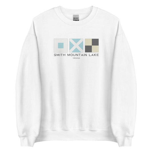 Smith Mountain Lake (SML) Nautical Flags Unisex Crewneck Sweatshirt