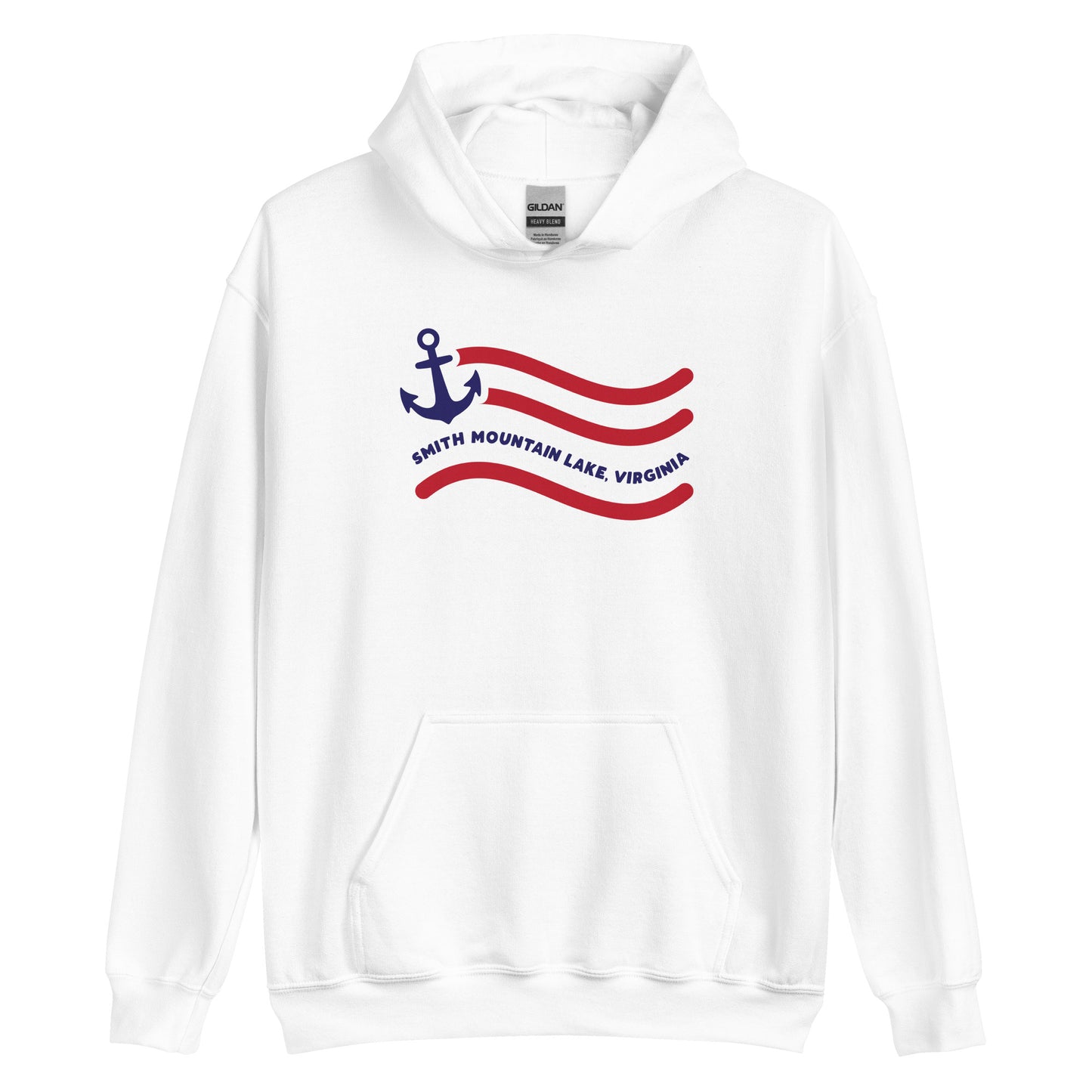 Smith Mountain Lake Anchor + Waves Unisex Hoodie Sweatshirt