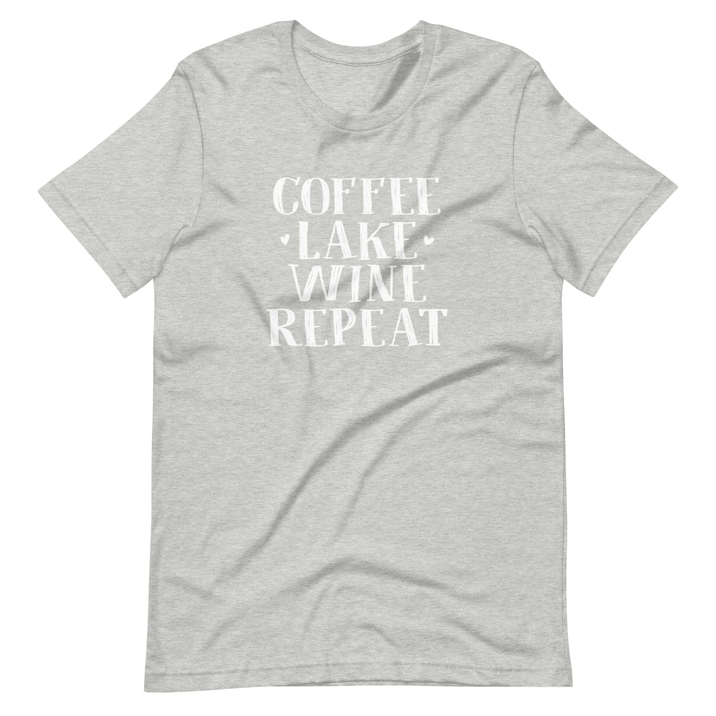 Coffee, Lake, Wine, Repeat Short Sleeve Unisex T-Shirt