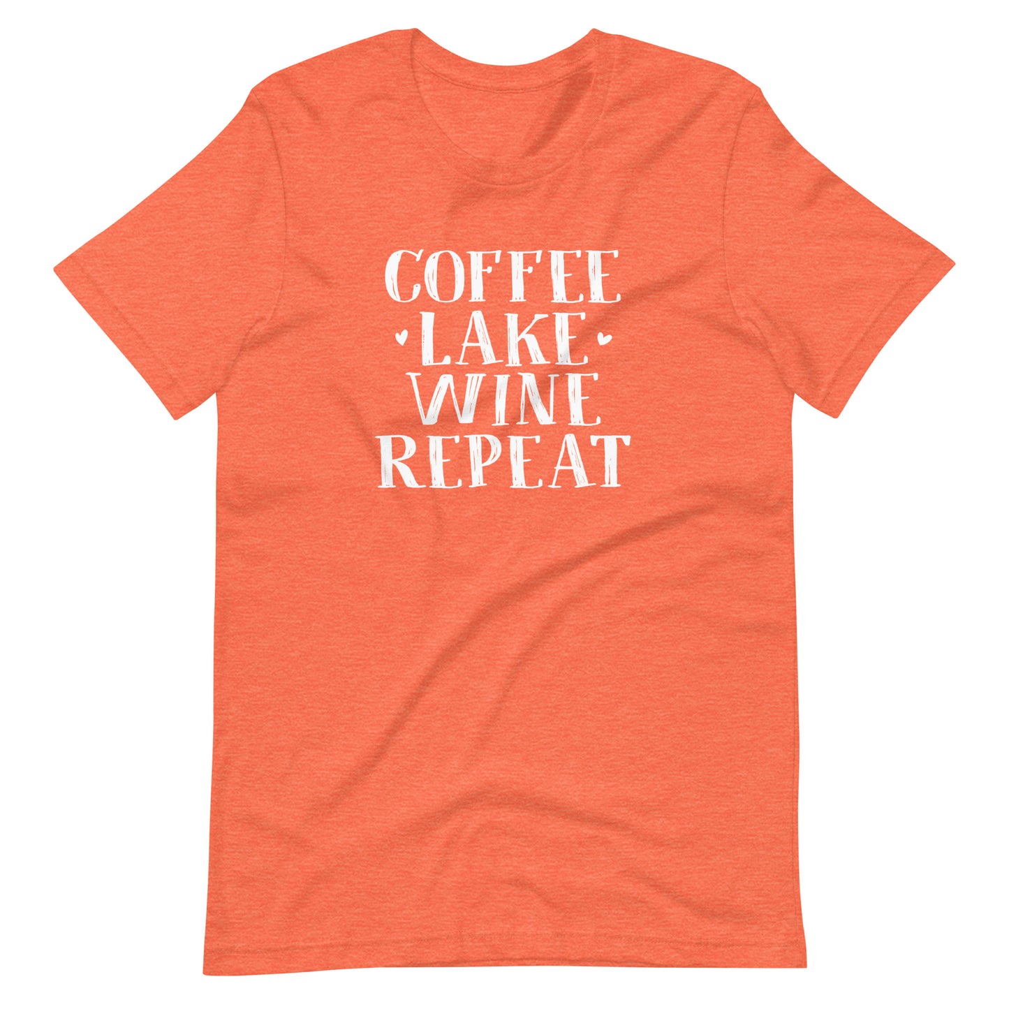 Coffee, Lake, Wine, Repeat Short Sleeve Unisex T-Shirt