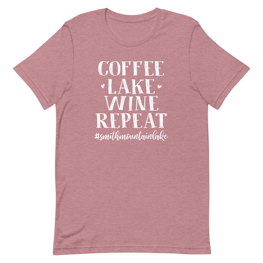 Coffee Lake Wine Repeat - Smith Mountain Lake, VA Unisex Short Sleeve T-Shirt