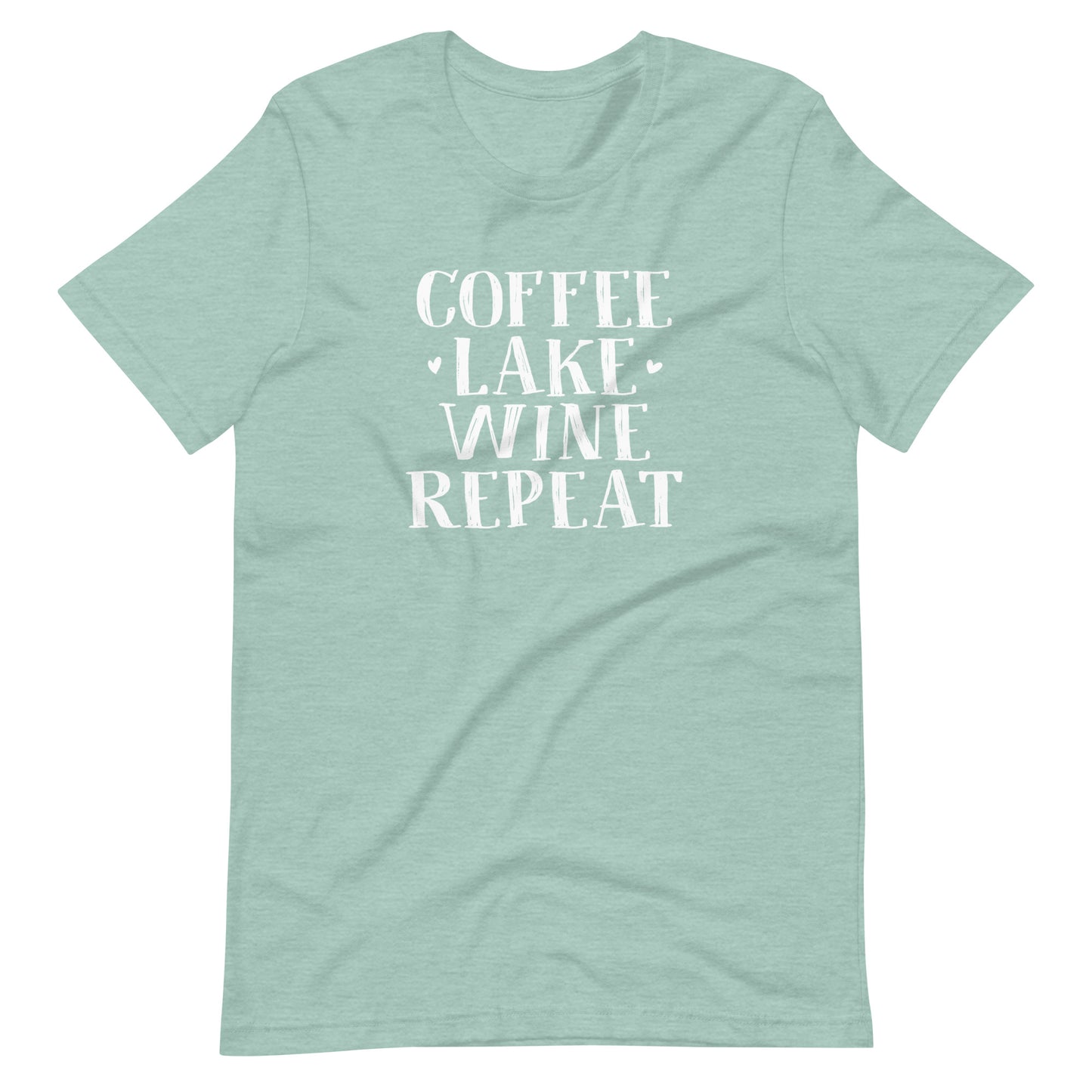 Coffee, Lake, Wine, Repeat Short Sleeve Unisex T-Shirt