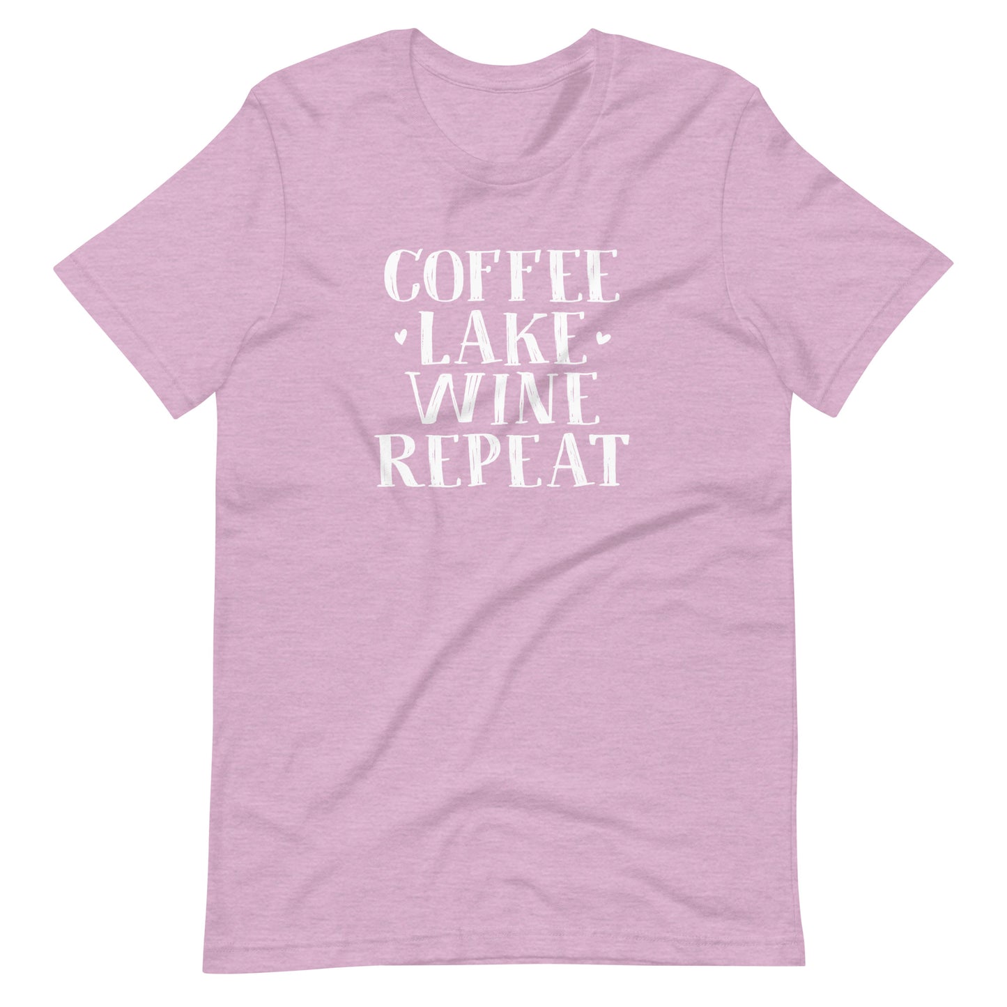 Coffee, Lake, Wine, Repeat Short Sleeve Unisex T-Shirt