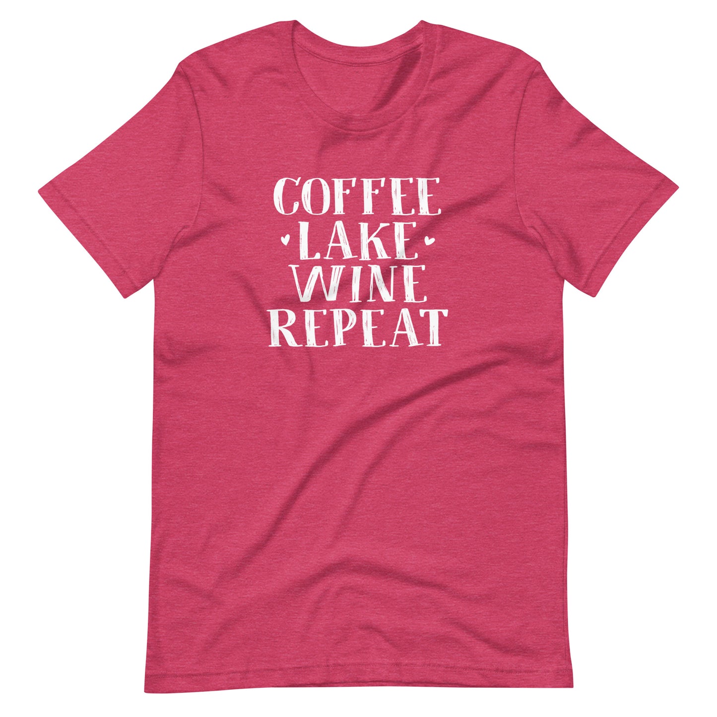 Coffee, Lake, Wine, Repeat Short Sleeve Unisex T-Shirt