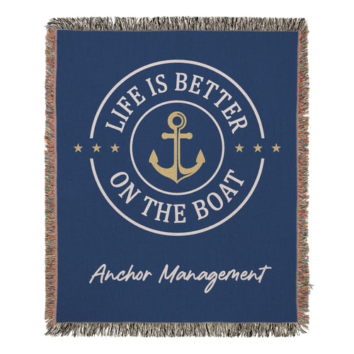 Life Is Better On The Boat Custom Blanket - Personalized Woven Cotton Throw