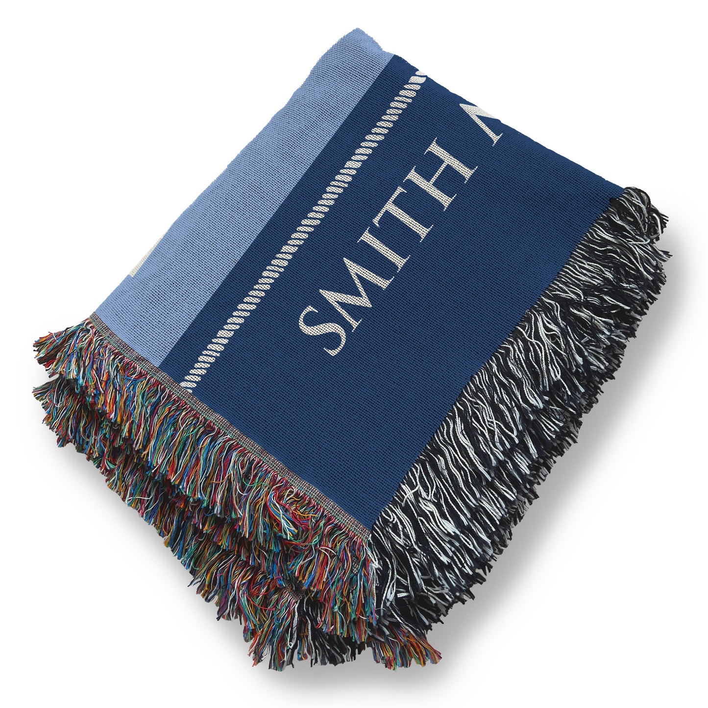 Personalized Smith Mountain Lake Woven Blanket - Family Name & SML Nautical Flags Throw Blanket