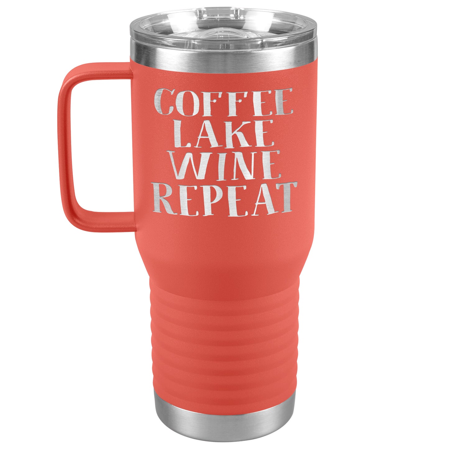 Coffee Lake Wine Repeat Funny Drink Tumbler - Insulated Cup With Lid