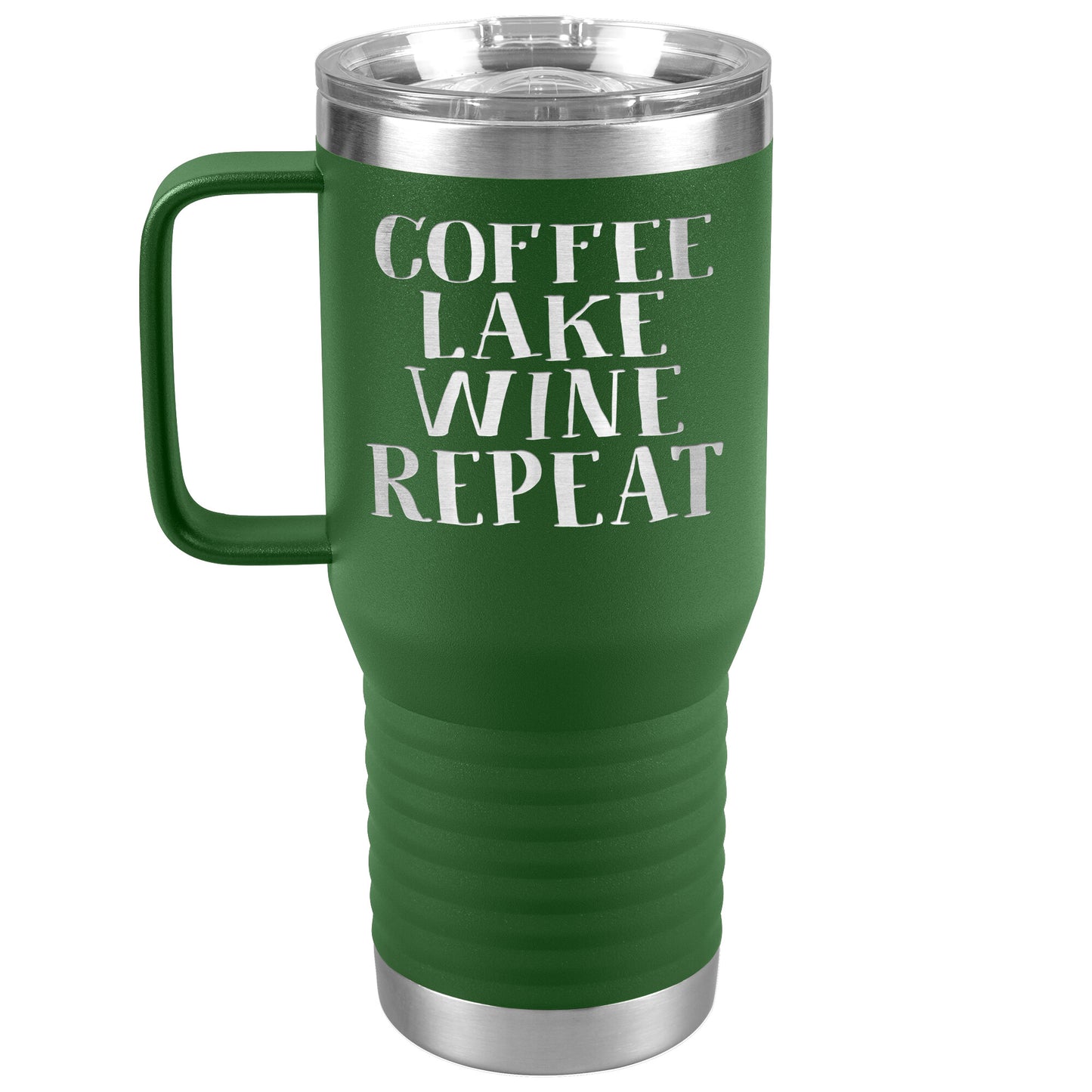 Coffee Lake Wine Repeat Funny Drink Tumbler - Insulated Cup With Lid