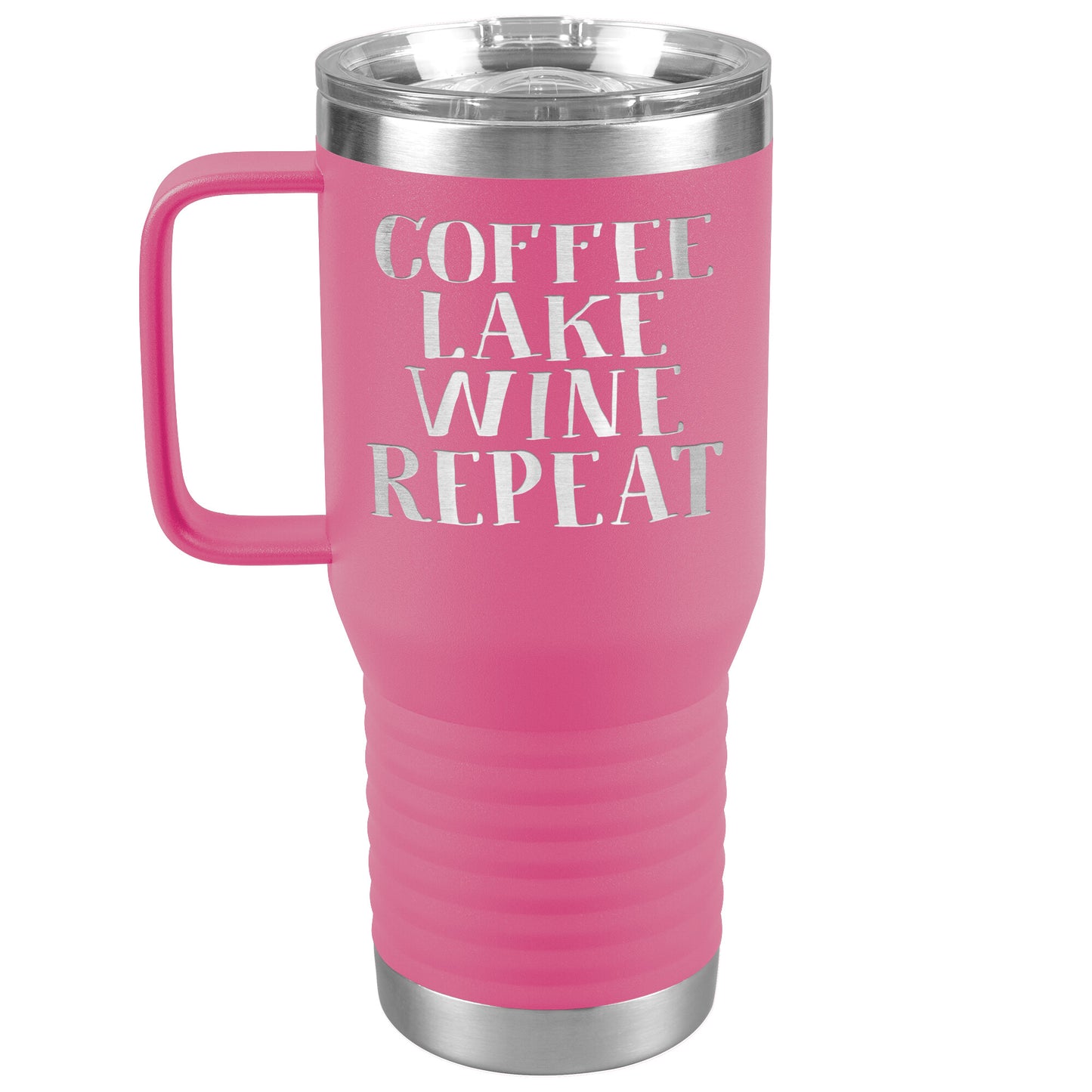 Coffee Lake Wine Repeat Funny Drink Tumbler - Insulated Cup With Lid