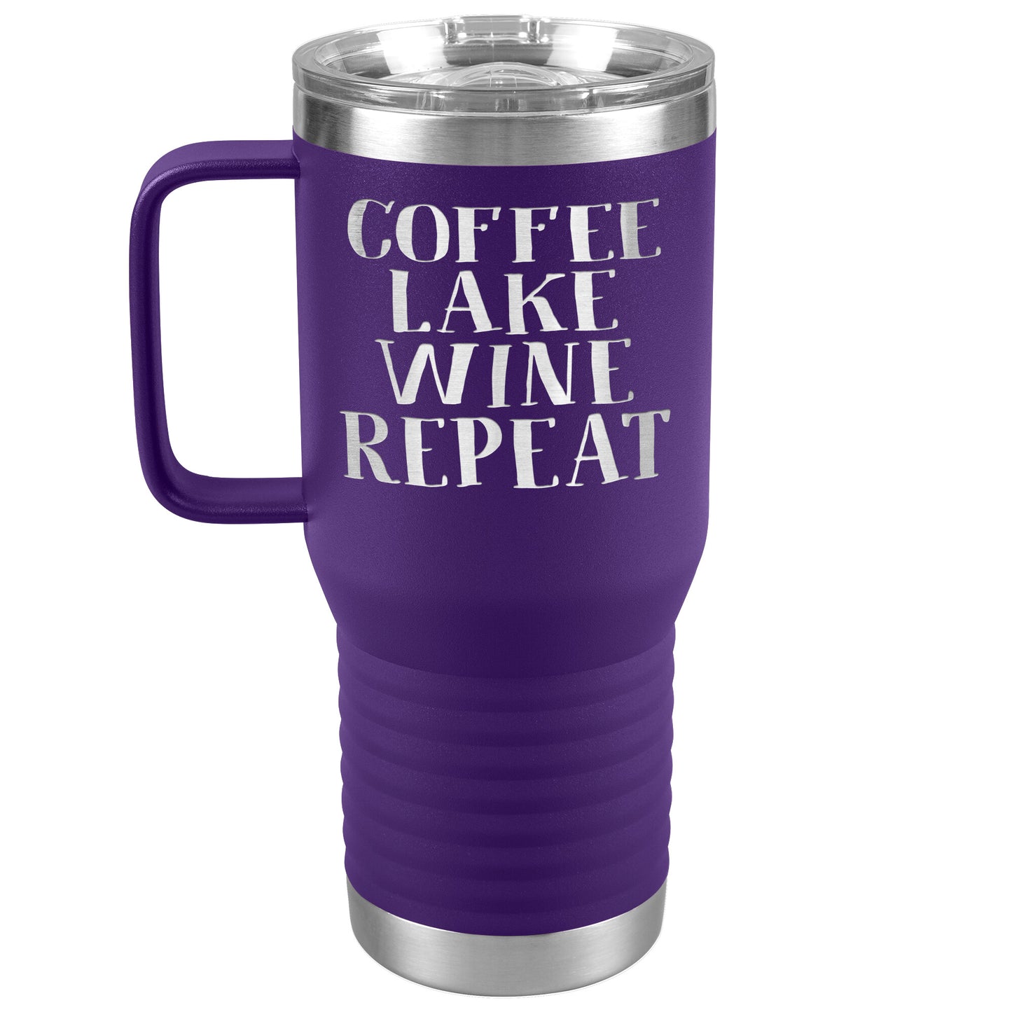 Coffee Lake Wine Repeat Funny Drink Tumbler - Insulated Cup With Lid