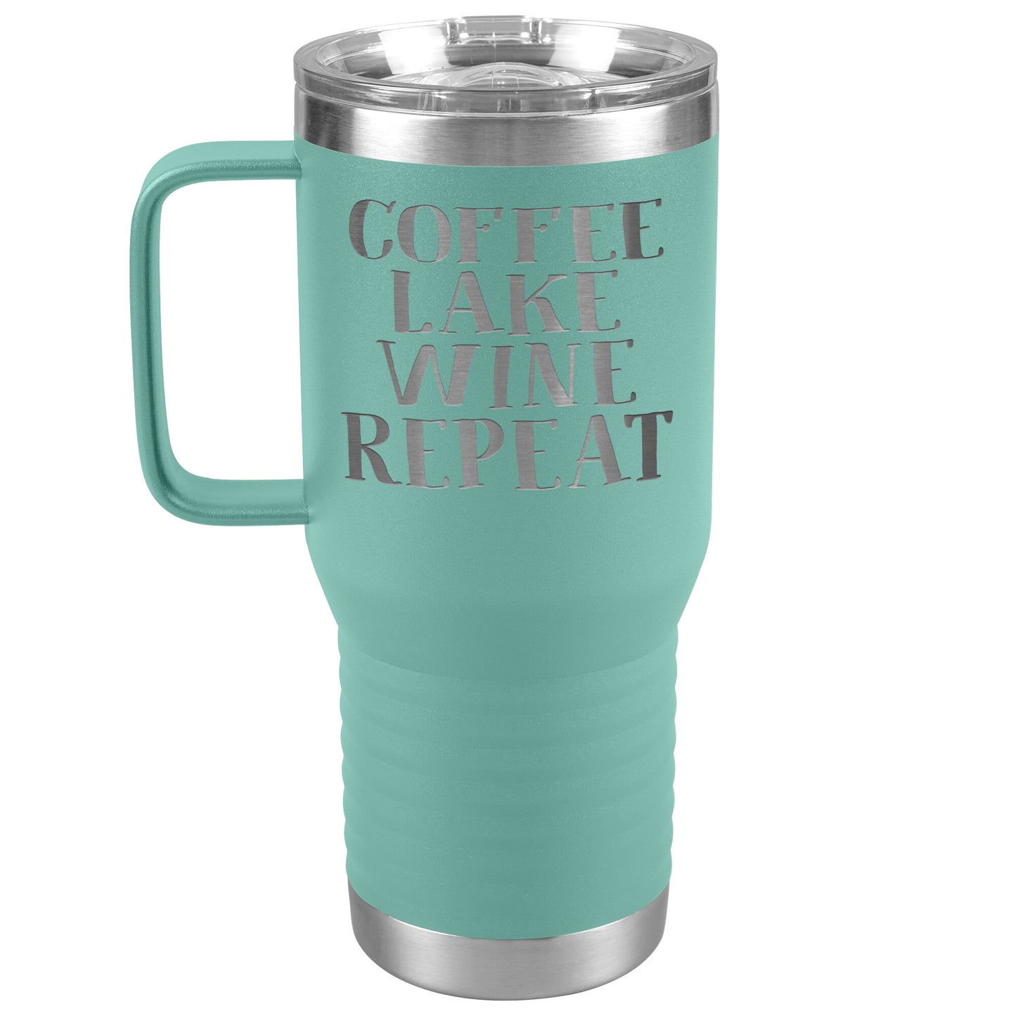 Coffee Lake Wine Repeat Funny Drink Tumbler - Insulated Cup With Lid