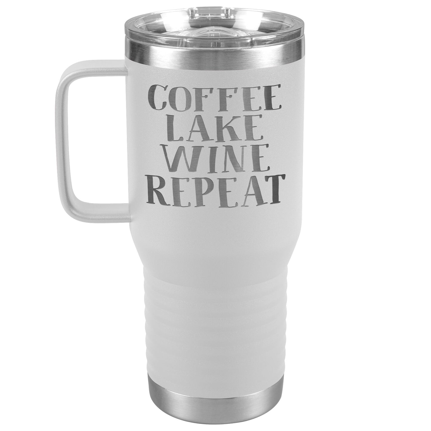 Coffee Lake Wine Repeat Funny Drink Tumbler - Insulated Cup With Lid