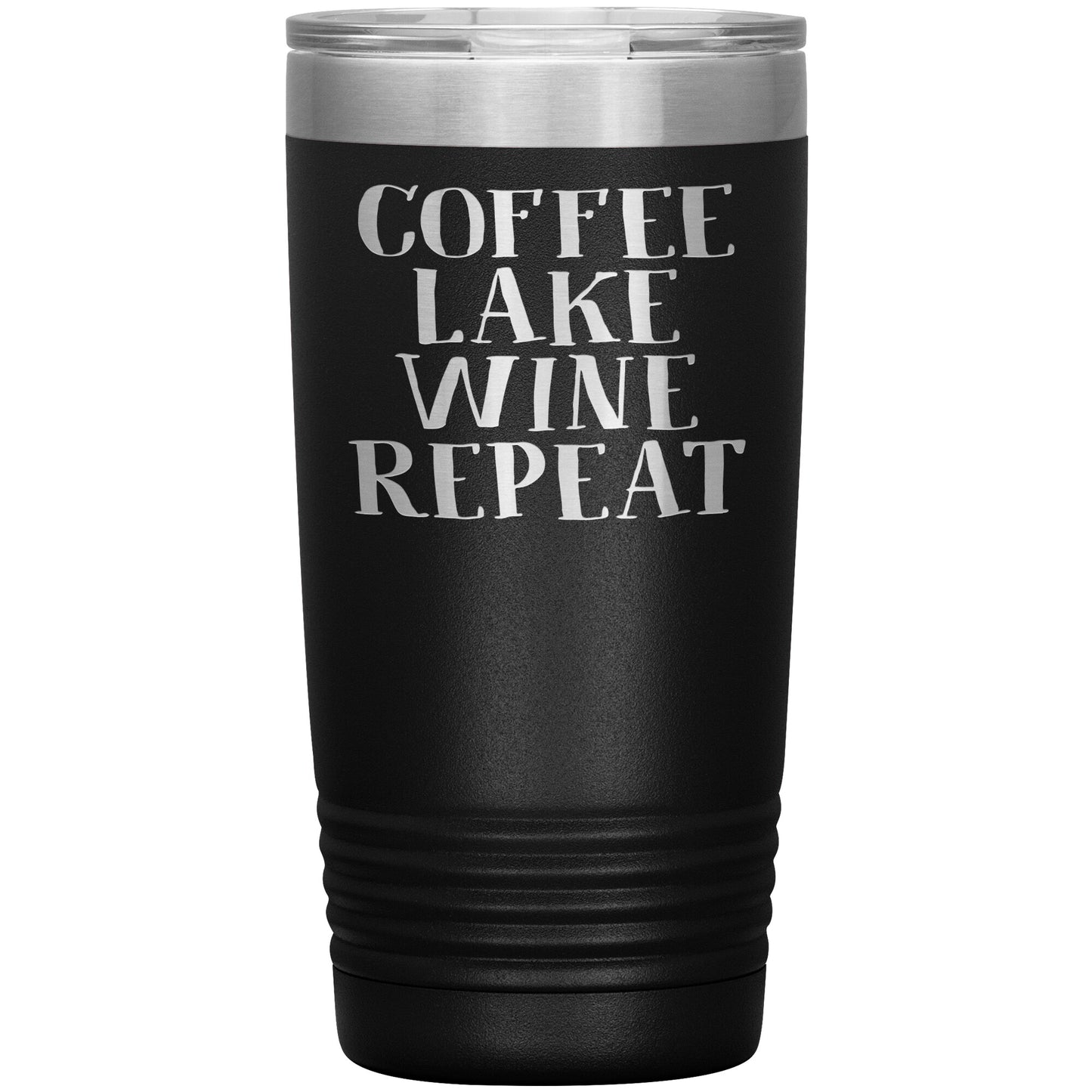 Coffee Lake Wine Repeat Funny Drink Tumbler - Insulated Cup With Lid