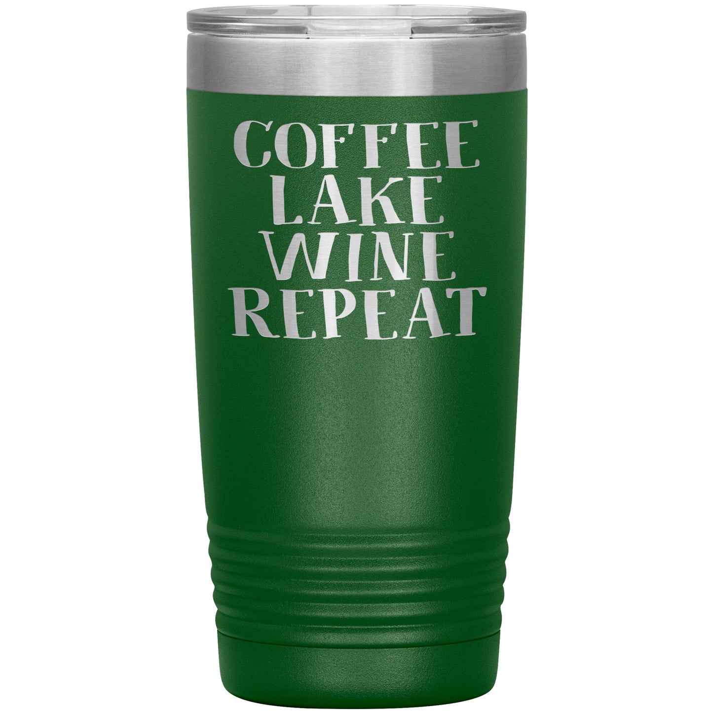 Coffee Lake Wine Repeat Funny Drink Tumbler - Insulated Cup With Lid