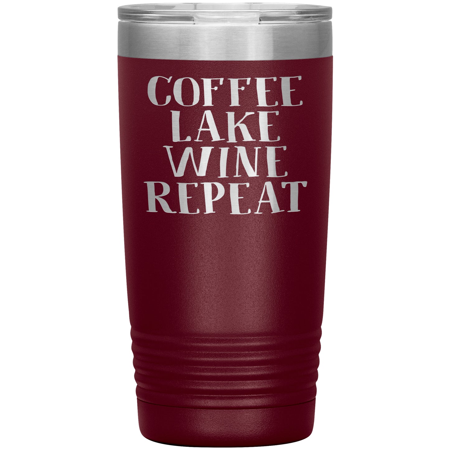 Coffee Lake Wine Repeat Funny Drink Tumbler - Insulated Cup With Lid