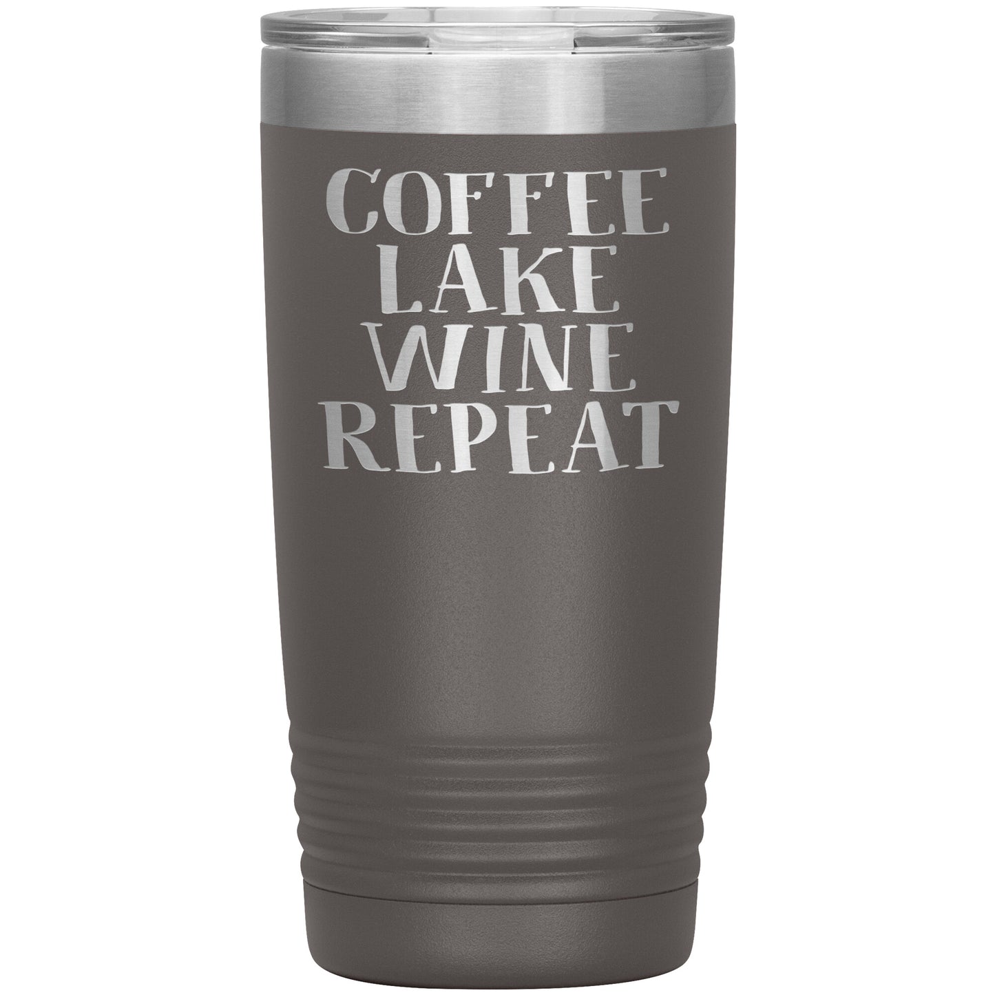 Coffee Lake Wine Repeat Funny Drink Tumbler - Insulated Cup With Lid