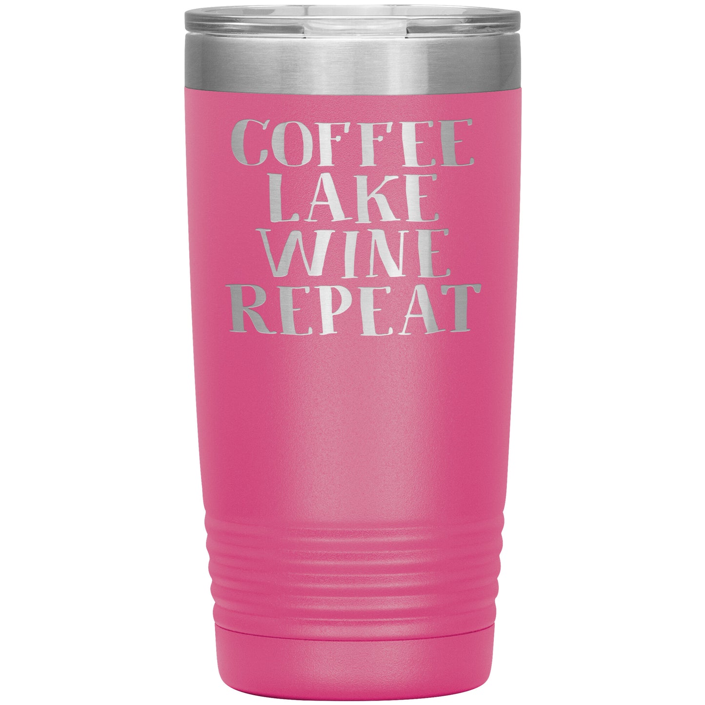 Coffee Lake Wine Repeat Funny Drink Tumbler - Insulated Cup With Lid