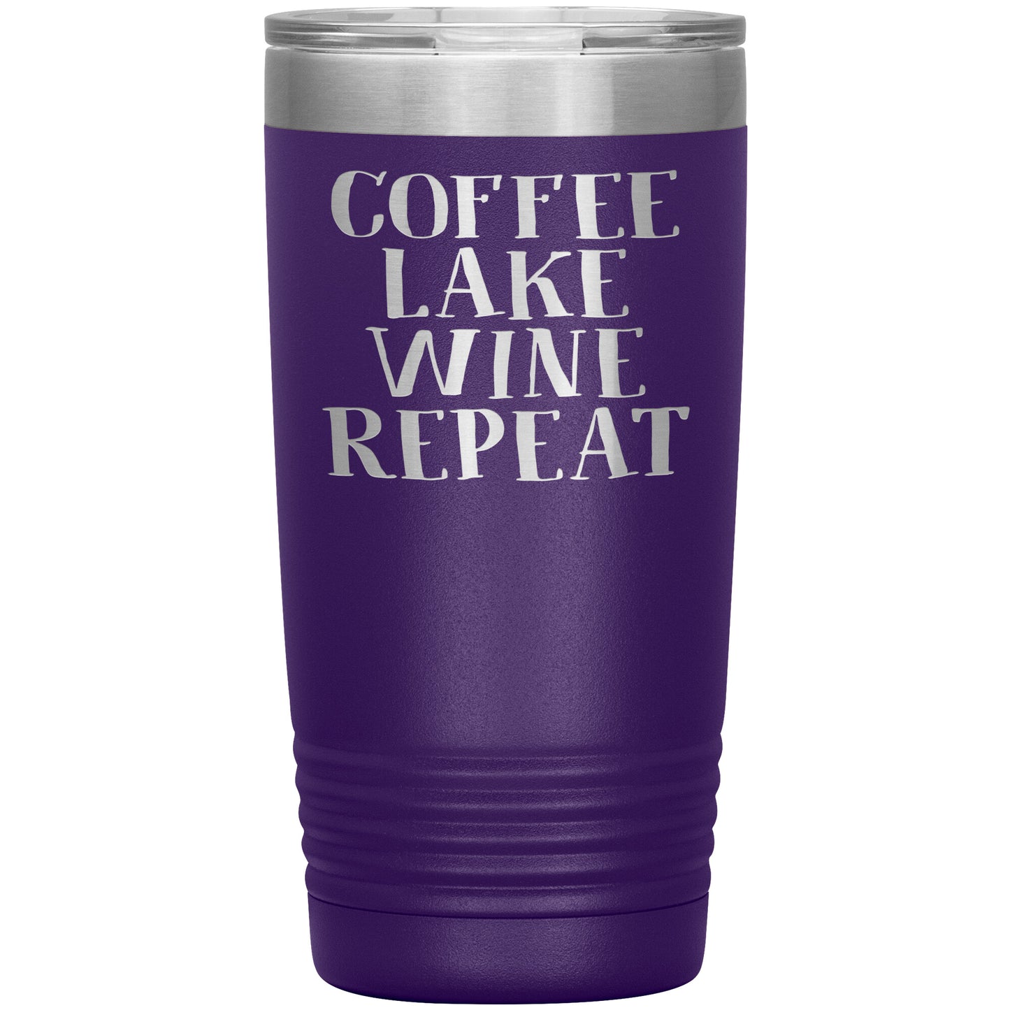 Coffee Lake Wine Repeat Funny Drink Tumbler - Insulated Cup With Lid