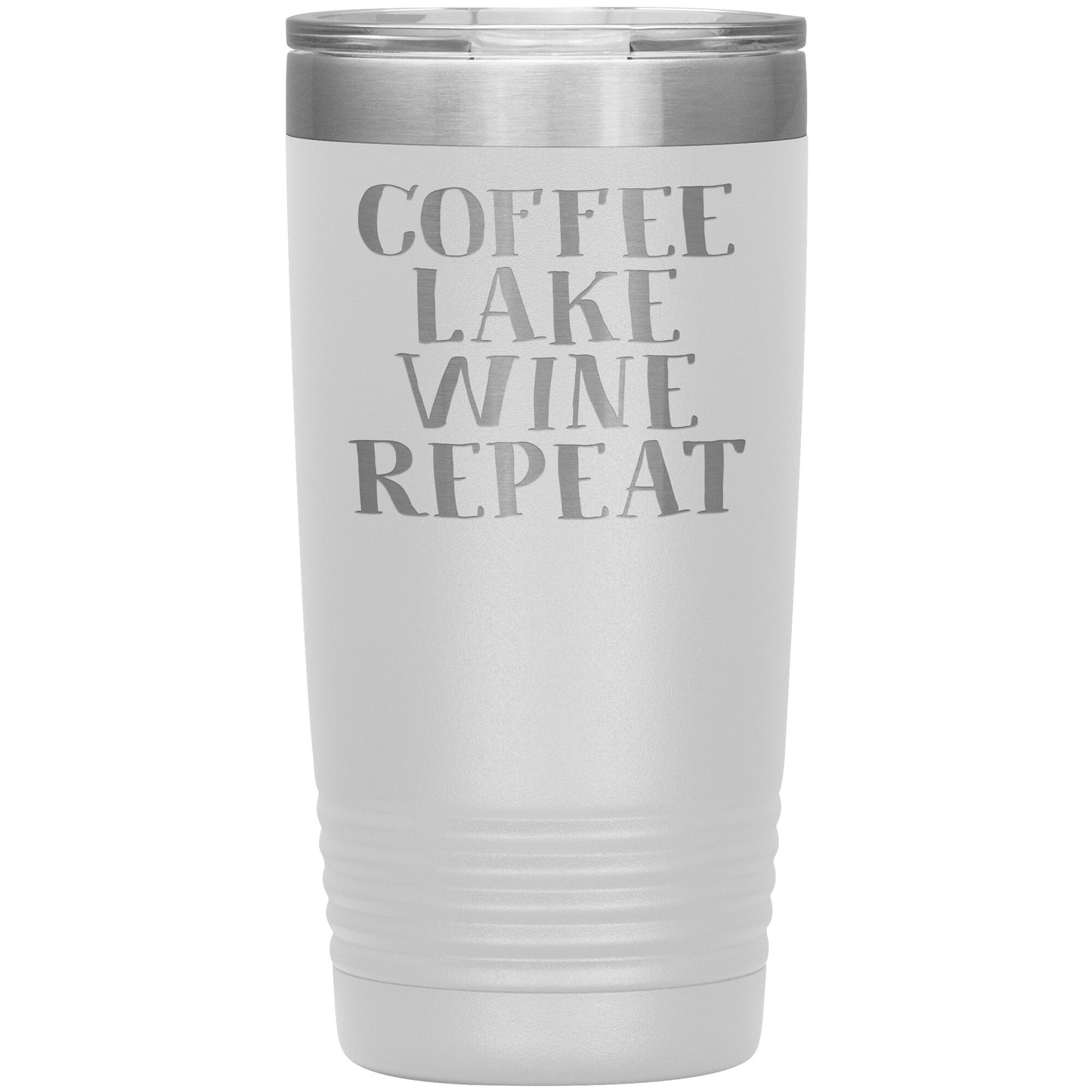 Coffee Lake Wine Repeat Funny Drink Tumbler - Insulated Cup With Lid