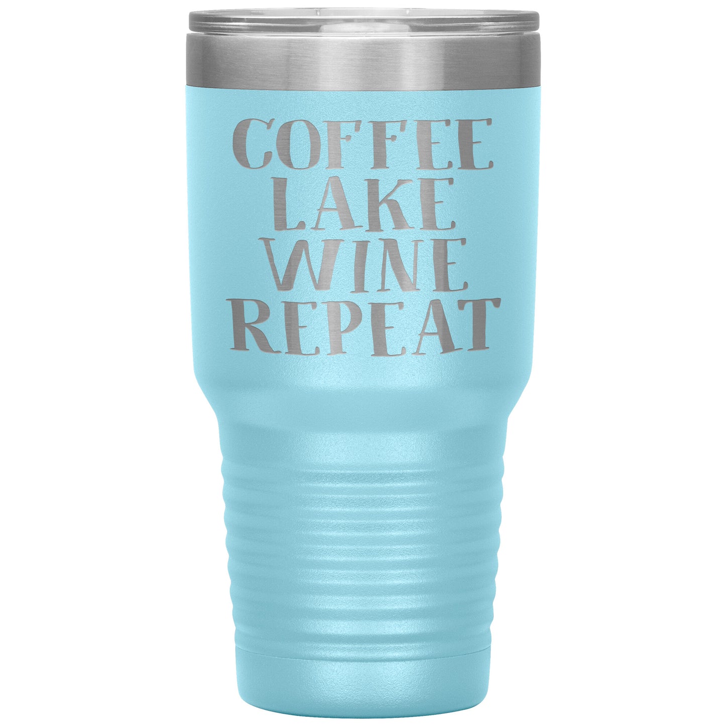 Coffee Lake Wine Repeat Funny Drink Tumbler - Insulated Cup With Lid