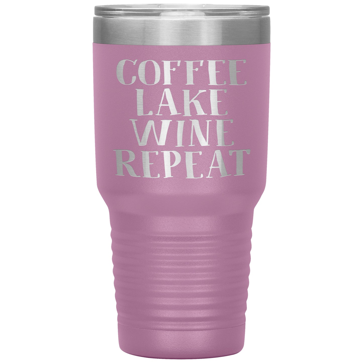 Coffee Lake Wine Repeat Funny Drink Tumbler - Insulated Cup With Lid