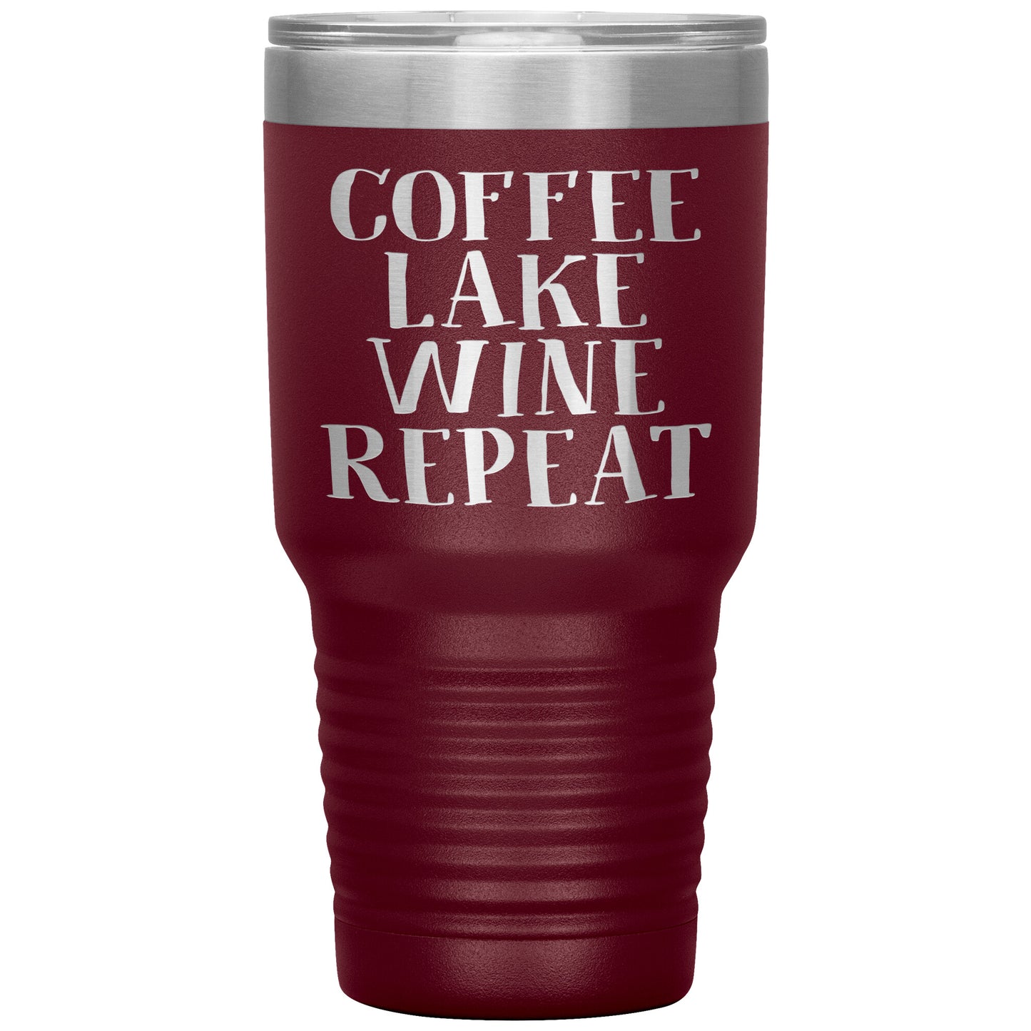 Coffee Lake Wine Repeat Funny Drink Tumbler - Insulated Cup With Lid