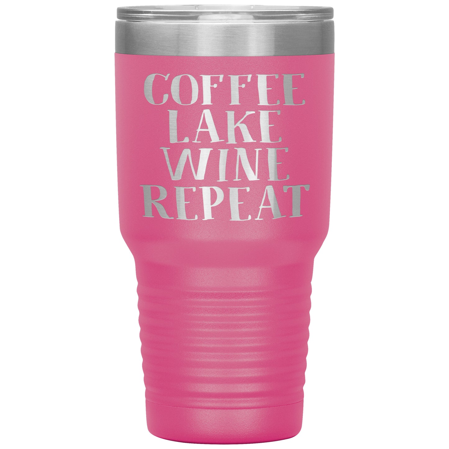 Coffee Lake Wine Repeat Funny Drink Tumbler - Insulated Cup With Lid