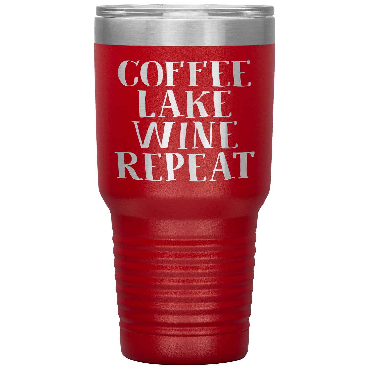 Coffee Lake Wine Repeat Funny Drink Tumbler - Insulated Cup With Lid