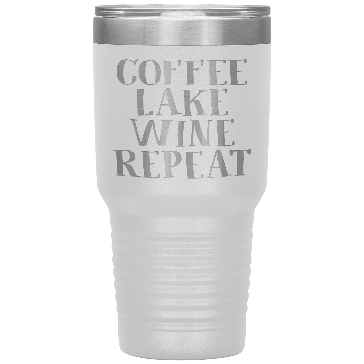 Coffee Lake Wine Repeat Funny Drink Tumbler - Insulated Cup With Lid