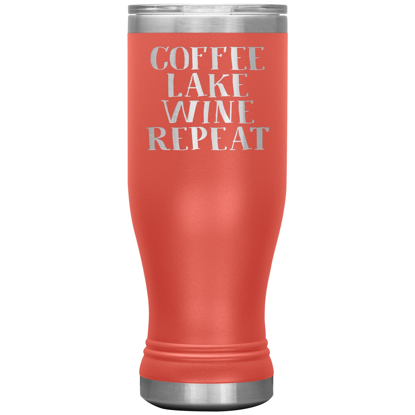 Coffee Lake Wine Repeat Funny Drink Tumbler - Insulated Cup With Lid