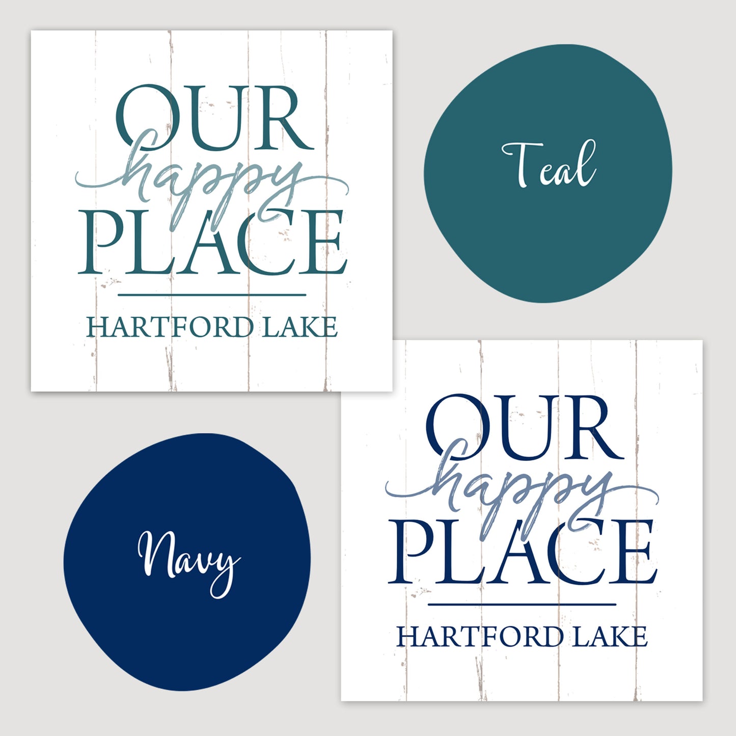Our Happy Place - Custom Canvas Wall Sign - Lake House Home Decor