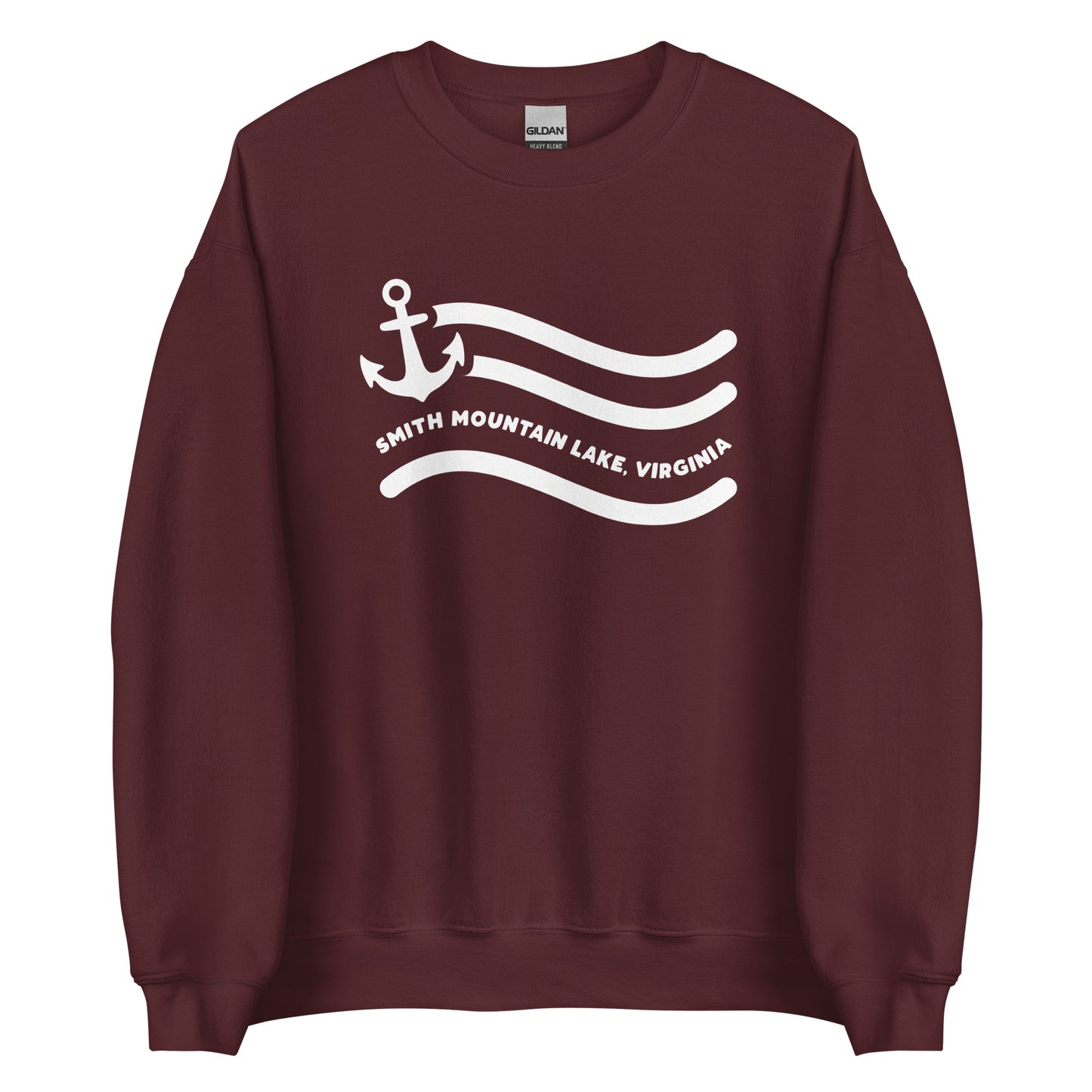 Smith Mountain Lake Virginia Anchor + Waves Unisex Crewneck Sweatshirt